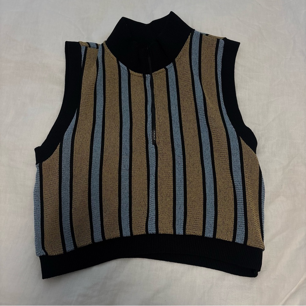 Zara Striped Zipper Sweater Vest